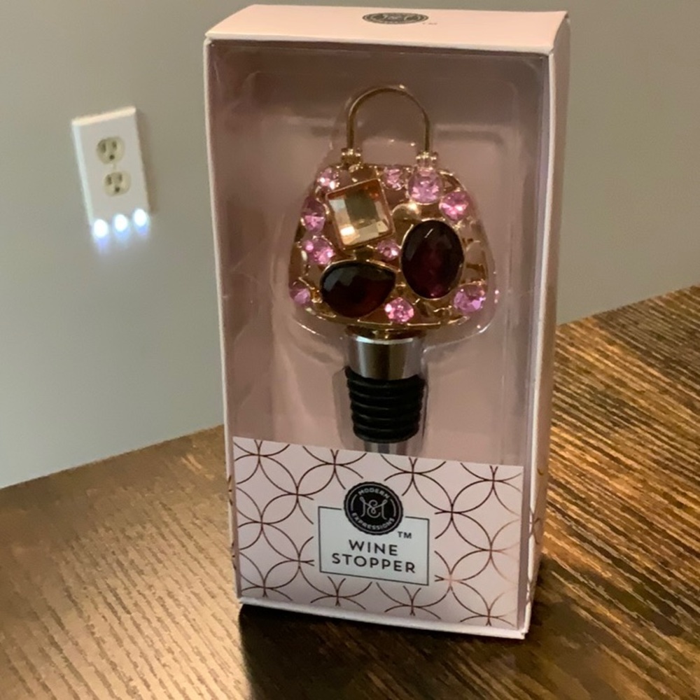 Jeweled Wine Stopper with Pink and Purple Gems